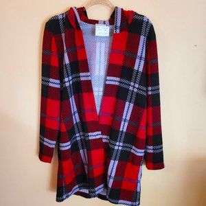 Seven Forty Two NWT Red Plaid Open Front Coat Size XS